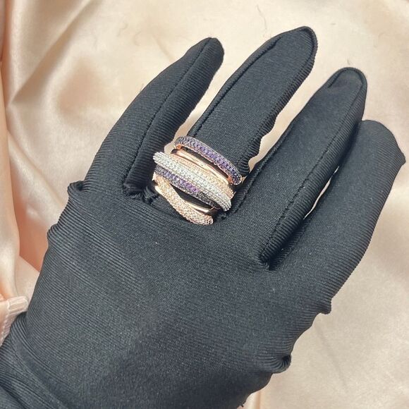 Luxurious Multi-Band Pave Ring in Multicolor Sparkle - Picture 5 of 8